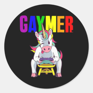 Gaymer Gay Pride Flag Gamer LGBTQ Videospiel Runder Aufkleber