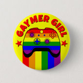 Gaymer Girl Niedlich Gay Gamer Rainbow Flag Button (Vorderseite)