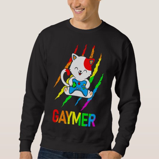 Gaymer Lgbt Cat Pride Rainbow Video Game Sweatshirt (Vorderseite)