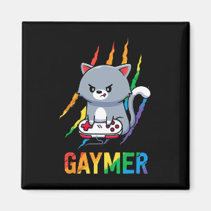 Gaymer Lgbt Katze Pride Shirt Regenbogen Videospie Magnet