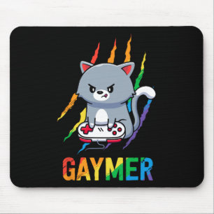 Gaymer Lgbt Katze Pride Shirt Regenbogen Videospie Mousepad