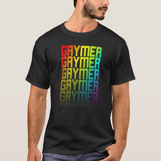 Gaymer Lgbtq+ Rainbow Gay Pride Text Fade Graphic T-Shirt (Vorderseite)