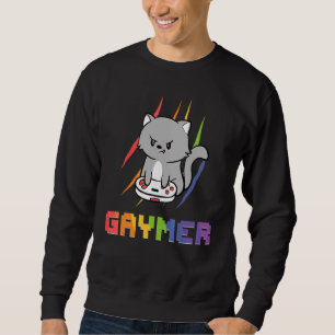 Gaymer Purride Cat Video Game Gamer Lgbtq Rainbow Sweatshirt