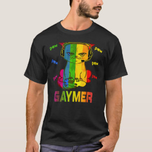 Gaymer Purride Cat Video Game Gamer Lgbtq Rainbow T-Shirt