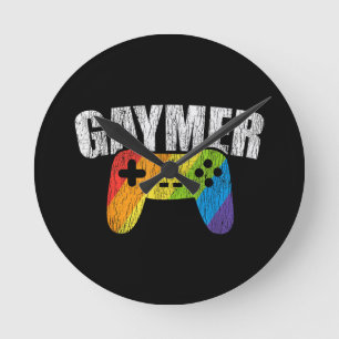 Gaymer Rainbow Flag Gaming Lesbian Gay Bisexual LG Runde Wanduhr
