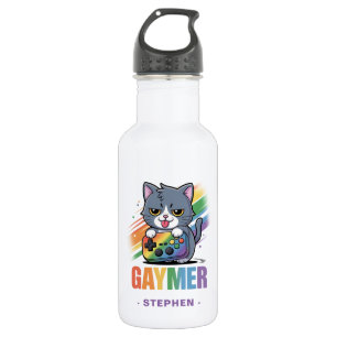 Gaymer - Rainbow Gaming Cat mit Konsole   LGBTQ 2 Edelstahlflasche