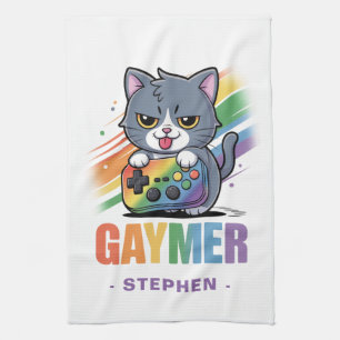 Gaymer - Rainbow Gaming Cat mit Konsole LGBTQ 2 Geschirrtuch