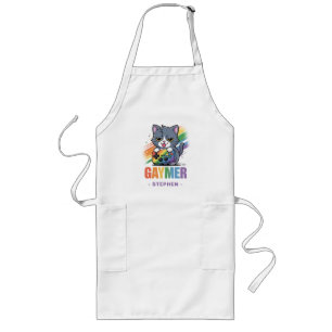 Gaymer - Rainbow Gaming Cat mit Konsole   LGBTQ 2 Lange Schürze