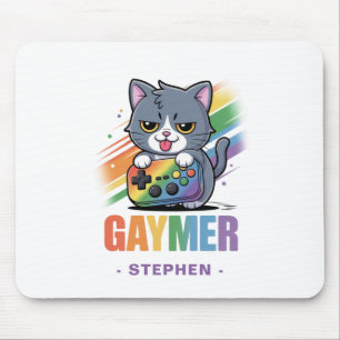 Gaymer - Rainbow Gaming Cat mit Konsole LGBTQ 2 Mousepad