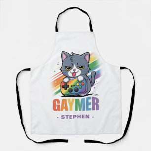 Gaymer - Rainbow Gaming Cat mit Konsole   LGBTQ 2 Schürze