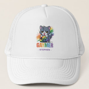 Gaymer - Rainbow Gaming Cat mit Konsole LGBTQ 2 Truckerkappe