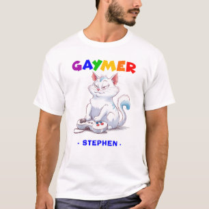 Gaymer - Rainbow Gaming Cat mit Konsole LGBTQ T-Shirt