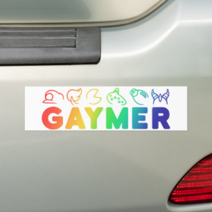 Gaymer   Rainbow Ombre Funny Gay Pride Button Autoaufkleber
