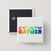 Gaymer Rainbow Schatten Funny Gay Pride Button (Vorne & Hinten)