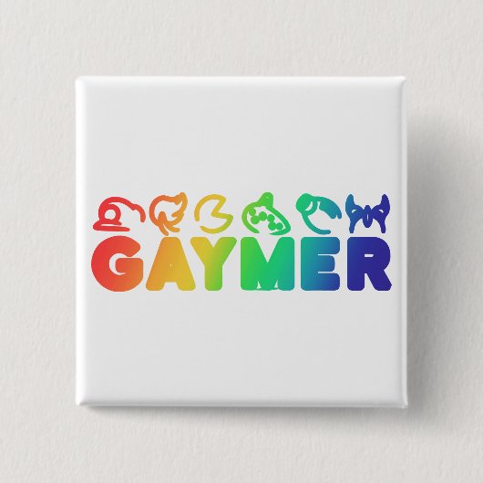 Gaymer Rainbow Schatten Funny Gay Pride Button (Vorderseite)