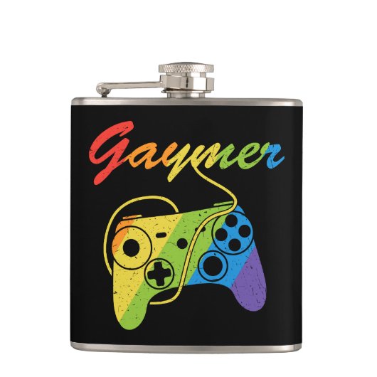 Gaymer | Rainbow Video Game Controller | Gaming Flachmann (Vorderseite)