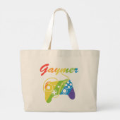 Gaymer | Rainbow Video Game Controller | Gaming Jumbo Stoffbeutel (Rückseite)