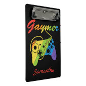 Gaymer | Rainbow Video Game Controller | Gaming Mini Klemmbrett (Schrägansicht)