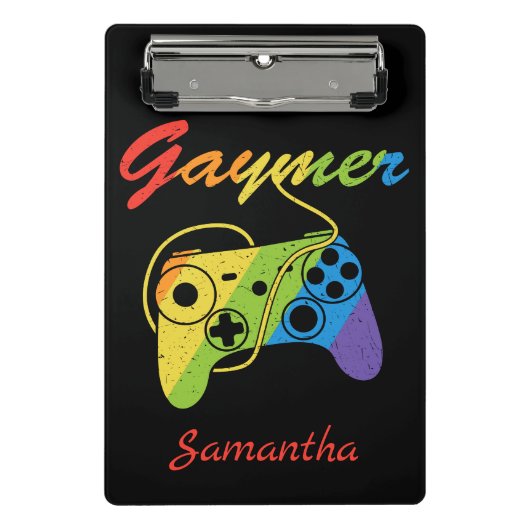 Gaymer | Rainbow Video Game Controller | Gaming Mini Klemmbrett (Vorderseite)