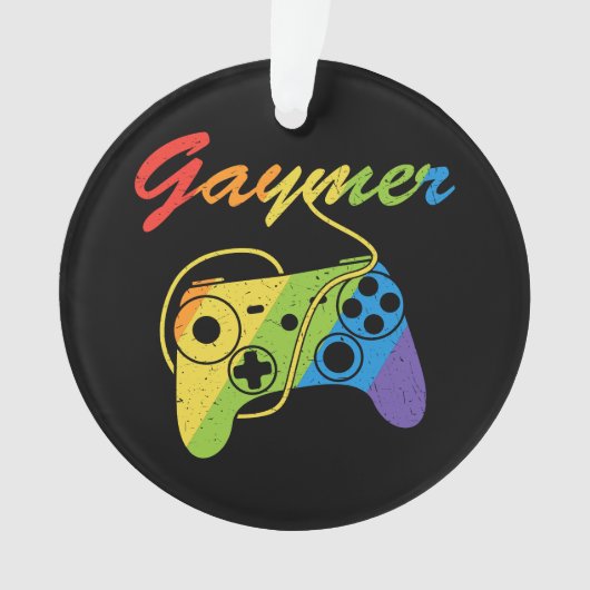 Gaymer | Rainbow Video Game Controller | Gaming Ornament (Vorderseite)