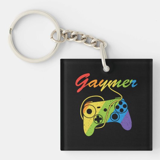 Gaymer | Rainbow Video Game Controller | Gaming Schlüsselanhänger (Vorderseite)