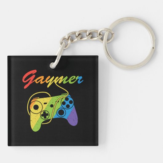 Gaymer | Rainbow Video Game Controller | Gaming Schlüsselanhänger (Rückseite)