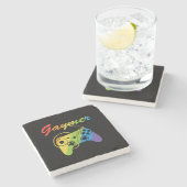 Gaymer | Rainbow Video Game Controller | Gaming Steinuntersetzer (Seitenansicht)