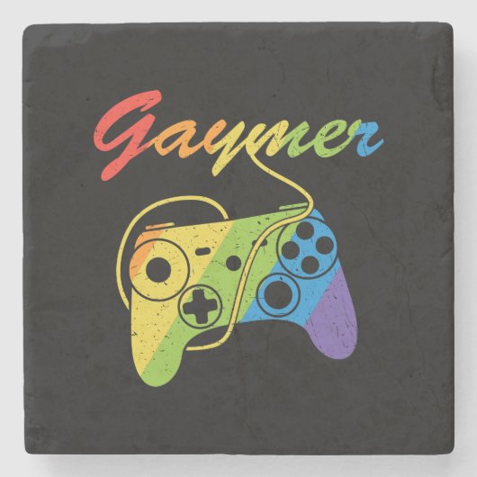 Gaymer | Rainbow Video Game Controller | Gaming Steinuntersetzer (Vorderseite)