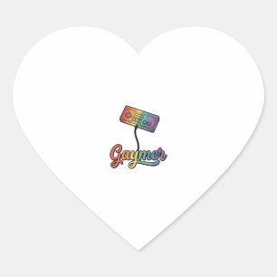 Gaymer Regenbogen Gamer Vektor-Shirt-Design_1 Herz-Aufkleber