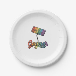 Gaymer Regenbogen Gamer Vektor-Shirt-Design_1 Pappteller