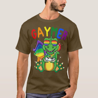 Gaymer Shirt Dinosaur Play Game LGBT Gamer Prix m