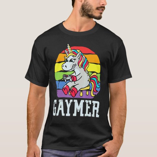 Gaymer Unicorn Rainbow Lgbt Gamer Lgbtq Gaming Ga T-Shirt (Vorderseite)