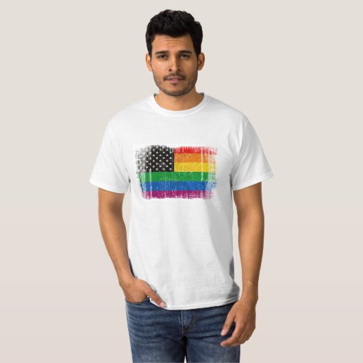 Gaymerican Stolz-Flagge T-Shirt (Vorne ganz)