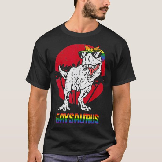 Gaysaurus Dinosaur Lesbian TRex LGBTQ Rainbow Gay T-Shirt (Vorderseite)