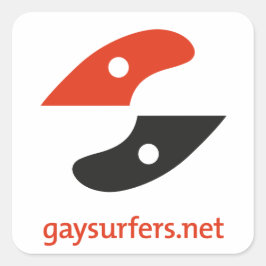 GaySurfers.net LOGO + URL Quadratischer Aufkleber