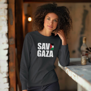 GAZA schwarzer Langarm-Ärmel für Muslimfrau gerett T-Shirt