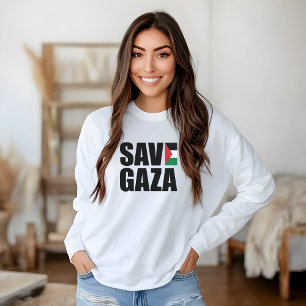 GAZA weiße T - Shirt lange Ärmel für die Frau gere