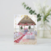 Gazebo auf der Beach Wedding Empfang Card Einladung (Stehend Vorderseite)