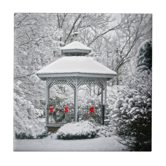 Gazebo im Schnee Fliese (Vorderseite)