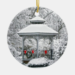 Gazebo im Schnee Keramik Ornament