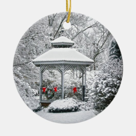 Gazebo im Schnee Keramikornament (Vorne)