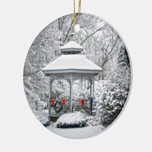 Gazebo im Schnee Keramikornament (Links)