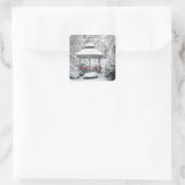 Gazebo im Schnee Quadratischer Aufkleber (Tasche)