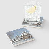 "GAZEBO IM SCHNEE" STEINUNTERSETZER (Seitenansicht)