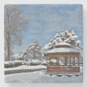 "GAZEBO IM SCHNEE" STEINUNTERSETZER (Vorderseite)