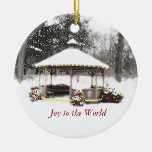 "GAZEBO IM SCHNEEBEDECKTEN HOLZ " KERAMIK ORNAMENT