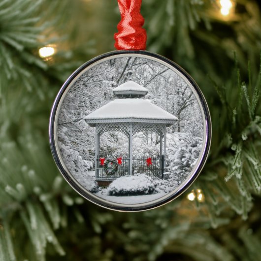 Gazebo in der Schneemetallschmuck Ornament Aus Metall (Baum)