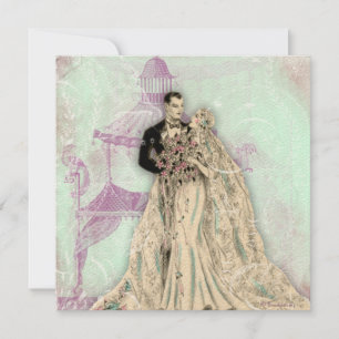 Gazebo-Pagoden-Vintage Hochzeits-Mitteilung Ankündigung