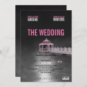 Gazebo-pinkfarbene Hochzeit Einladung (Vorne/Hinten)