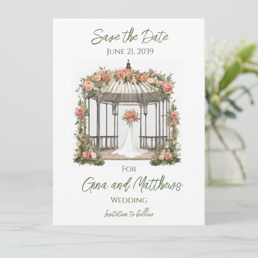 Gazebo Wedding Save the Date Invitation Card (Stehend Vorderseite)